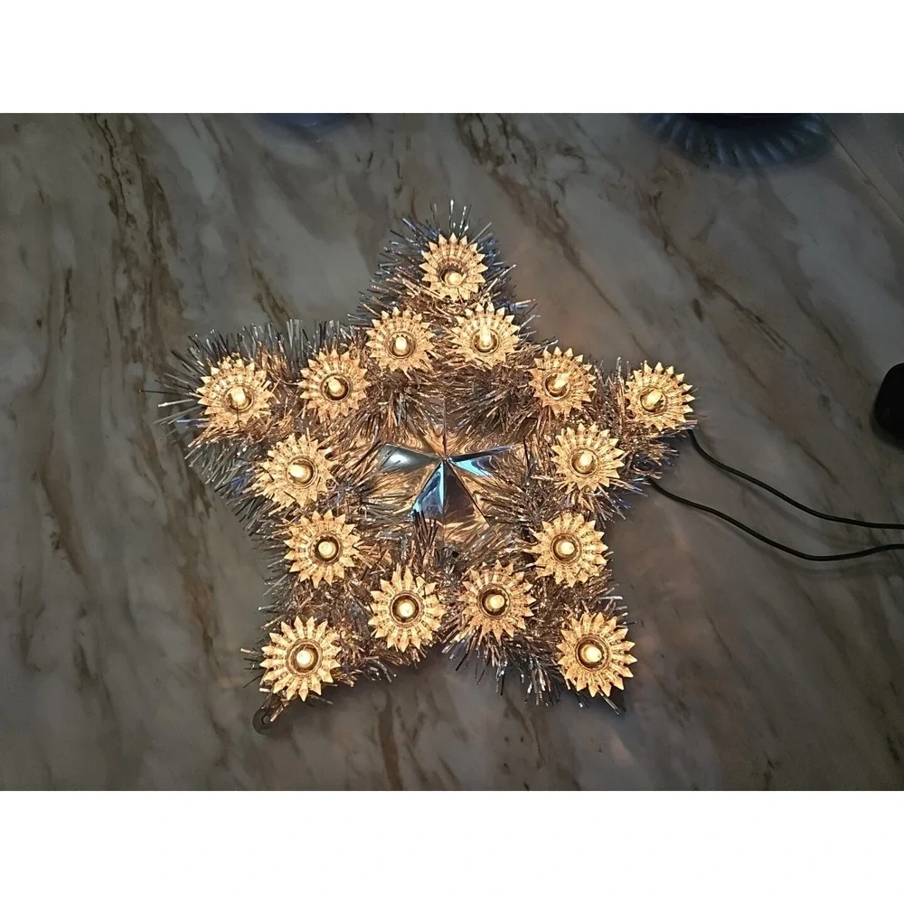 Vintage Mr Christmas 15 Lights Star Tree Top Christmas Tree Topper Silver